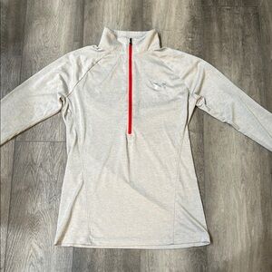 Under Armour Light Tan Quarter-Zip Top with Red Accent